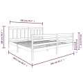Cadre de lit Blanc Bois massif 200x200 cm