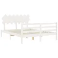 Cadre de lit avec tête de lit blanc 140x200 cm bois massif