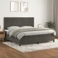 cadre de lit et matelas Gris foncé 200x200cm Velours