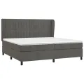 cadre de lit et matelas Gris foncé 200x200cm Velours