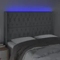Tête de lit à LED Gris clair 147x16x118/128 cm Tissu