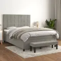 cadre de lit et matelas Gris clair 140x200cm Velours