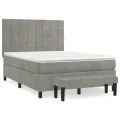 cadre de lit et matelas Gris clair 140x200cm Velours