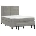 cadre de lit et matelas Gris clair 140x200cm Velours