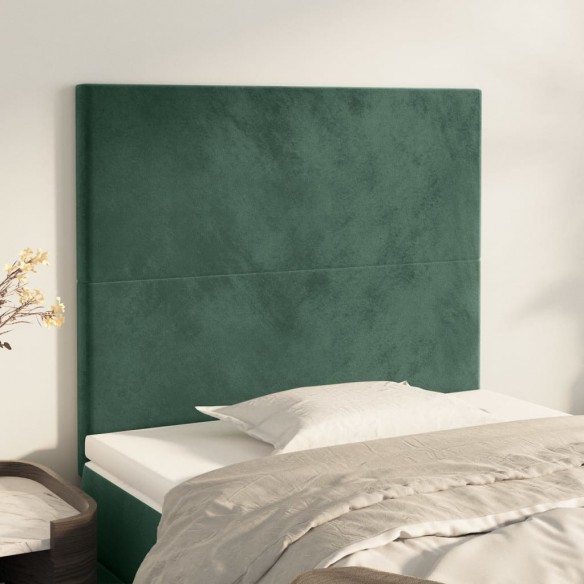 Têtes de lit 2 pcs Vert foncé 100x5x78/88 cm Velours