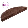 Tapis d'escalier 15 pcs marron 56x17x3 cm
