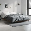 Cadre de lit chêne fumé 135x190 cm bois d'ingénierie