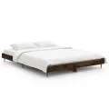 Cadre de lit chêne fumé 135x190 cm bois d'ingénierie