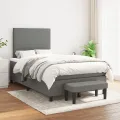 cadre de lit avec matelas Gris foncé 120x200cm Tissu