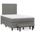 cadre de lit avec matelas Gris foncé 120x200cm Tissu