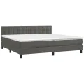 cadre de lit matelas et LED Gris foncé 200x200 cm