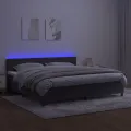 cadre de lit matelas et LED Gris foncé 200x200 cm