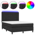 cadre de lit avec matelas et LED Noir 140x200 cm