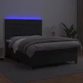 cadre de lit avec matelas et LED Noir 140x200 cm