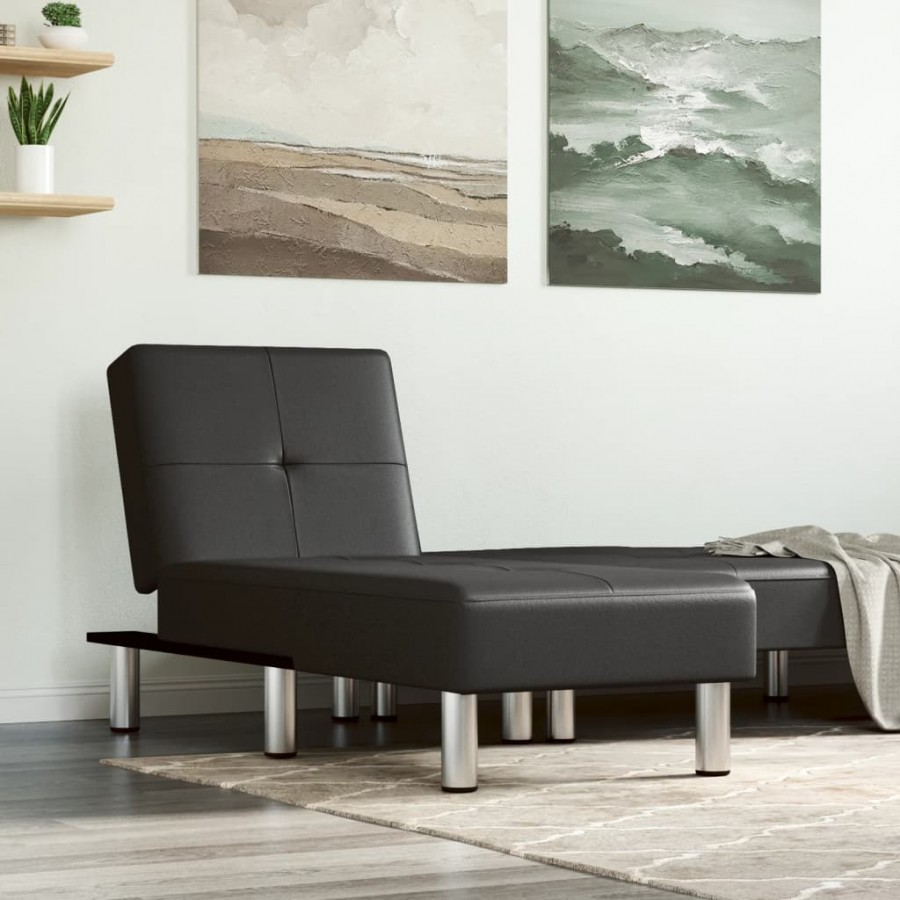 Chaise longue noir similicuir