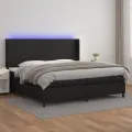 cadre de lit matelas LED Noir 200x200cm Similicuir