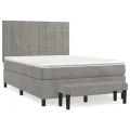 cadre de lit et matelas Gris clair 140x190cm Velours