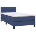 cadre de lit avec matelas Bleu 100x200 cm Tissu