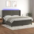 cadre de lit matelas et LED Gris foncé 200x200 cm