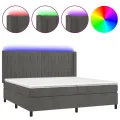 cadre de lit matelas et LED Gris foncé 200x200 cm