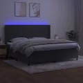 cadre de lit matelas et LED Gris foncé 200x200 cm