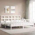 Cadre de lit avec tête de lit blanc Super King bois massif