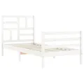 Cadre de lit avec tête de lit blanc 90x200 cm bois massif