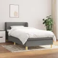 cadre de lit avec matelas Gris foncé 100x200cm Tissu
