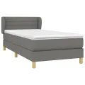 cadre de lit avec matelas Gris foncé 100x200cm Tissu