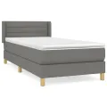 cadre de lit avec matelas Gris foncé 100x200cm Tissu