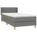 cadre de lit avec matelas Gris foncé 100x200cm Tissu