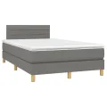 cadre de lit avec matelas Gris foncé 120x200cm Tissu
