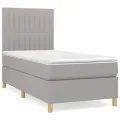 cadre de lit avec matelas Gris clair 90x200 cm Tissu