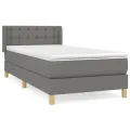 cadre de lit avec matelas Gris foncé 80x200 cm Tissu
