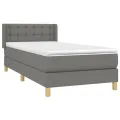 cadre de lit avec matelas Gris foncé 80x200 cm Tissu