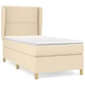 cadre de lit et matelas Crème 90x190 cm Tissu