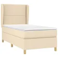 cadre de lit et matelas Crème 90x190 cm Tissu