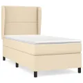 cadre de lit avec matelas Crème 90x200 cm Tissu