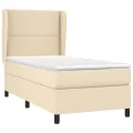 cadre de lit avec matelas Crème 90x200 cm Tissu