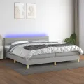 cadre de lit matelas LED Gris clair 200x200 cm Tissu