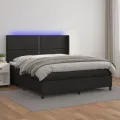 cadre de lit matelas LED Noir 160x200cm Similicuir