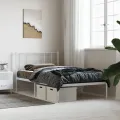 Cadre de lit métal avec tête de lit blanc 100x200 cm