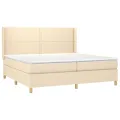 cadre de lit avec matelas Crème 200x200 cm Tissu