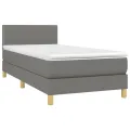 cadre de lit avec matelas Gris foncé 90x200 cm Tissu