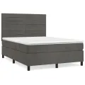 cadre de lit et matelas Gris foncé 140x190cm Velours