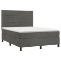 cadre de lit et matelas Gris foncé 140x190cm Velours