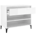 Armoire à chaussure Blanc brillant 70x36x60 cm Bois ingénierie