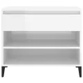 Armoire à chaussure Blanc brillant 70x36x60 cm Bois ingénierie