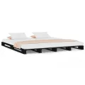 Lit de palette noir 120x190 cm Bois pin massif Petit Double