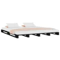 Lit de palette noir 120x190 cm Bois pin massif Petit Double